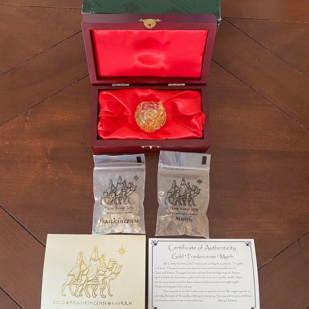 Gold and Red Holiday Ornament Set